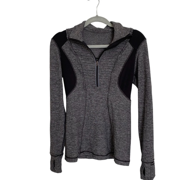 LULULEMON Run Your Heart Out Pullover 1/2 Zip Size 8 Heathered Black - Picture 3 of 16